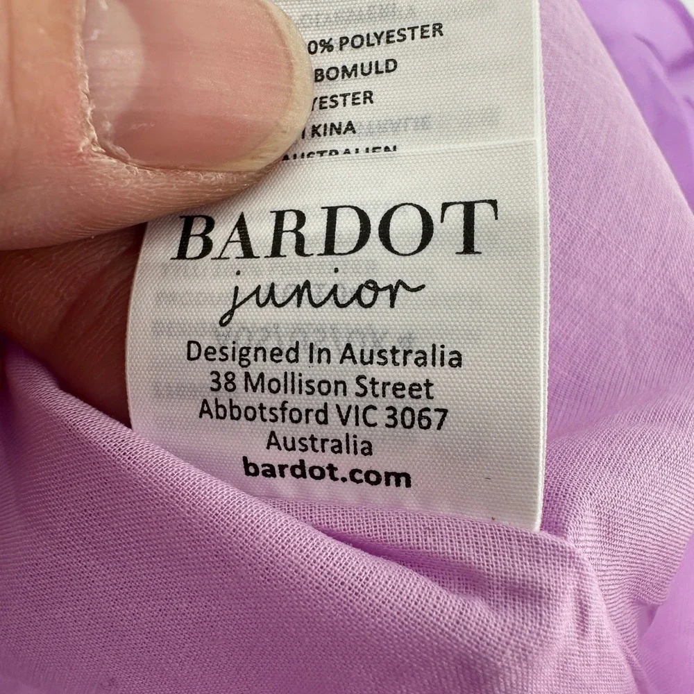 Bardot Junior Girls Lilac Purple Floral Applique Ruffle Dress 1188DBG Size 4 NEW